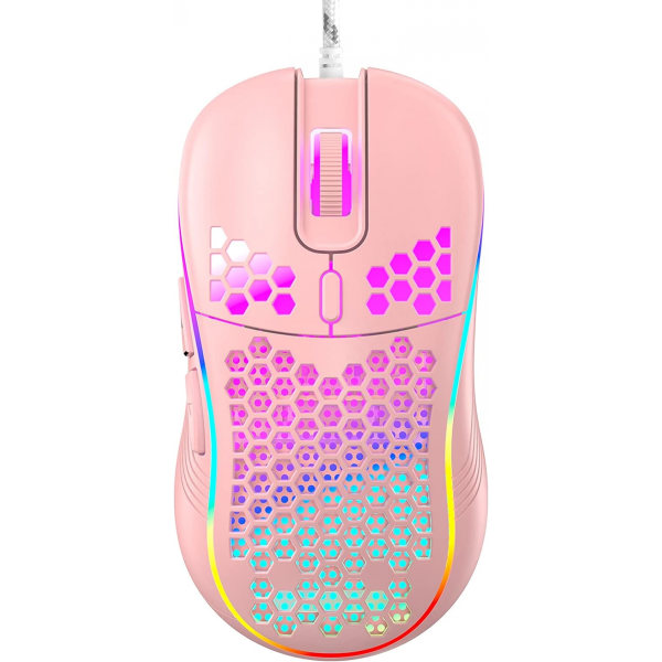 Honeycomb trådad spelmus, RGB-bakgrundsbelysning, ergonomisk och lätt USB -datormus med högprecisionssensor för bärbara Windows-datorspelare (C