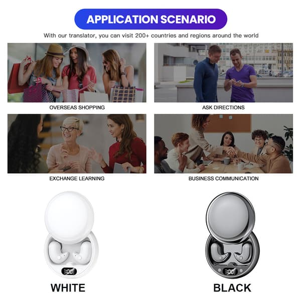 TWS Bluetooth Headset Translator Översättning Headset Binaural Synchronized Translation Flerspråkig