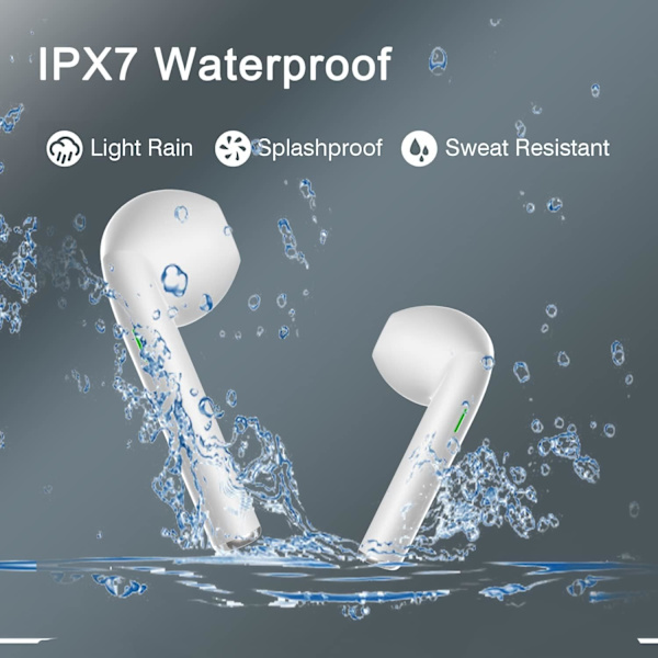 Langattomat kuulokkeet, Bluetooth 5.3 melua vaimentavat nappikuulokkeet, Bluetooth kuulokkeet 3D HiFi Stereo Bass, IPX7 vedenpitävä urheilukosketusohjain USB-C Fastilla