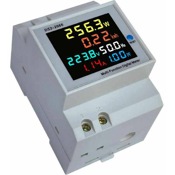 Energiförbrukningsindikator D52-2066 Enfas hushållsintelligent wattimme-mätare elektrisk skena-typ multifunktions wattimme-mätare LCD-display