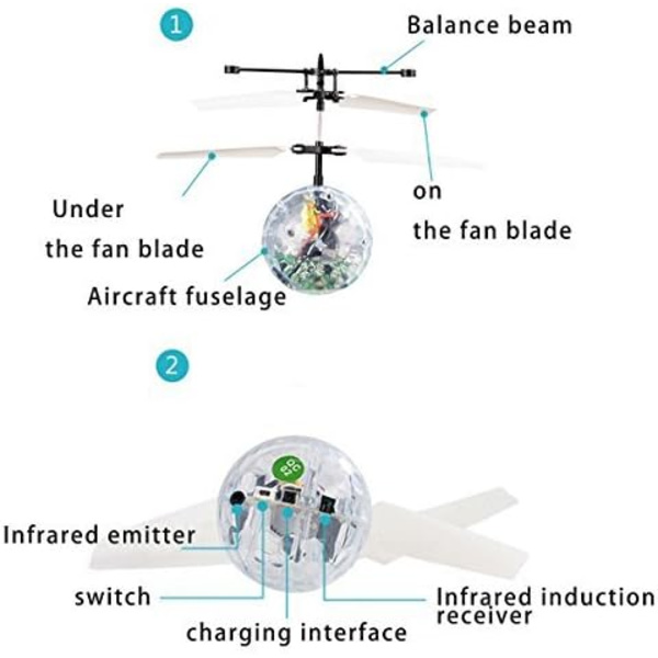 Flygande boll RC-leksaker för barn Goo lek för barn Boll Helikopterpresent till barn Inbyggd blinkande LED Disco-ljus Sensorbollar för barn