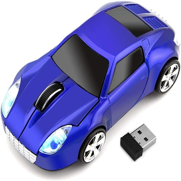 Bilsport trådlös mus, optisk 3D-mus för stationär bärbar dator, 2,4 GHz 1000 DPI-mus för TSL (blå)
