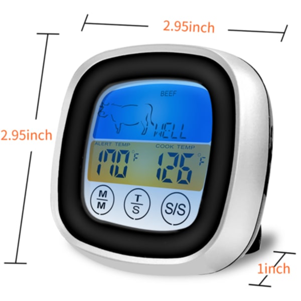Mattermometer, pekskärm, grå