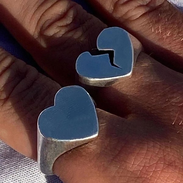 Broken Heart Chunky Ring Stapelbara midi-ringar för kvinnor tjejer julfest dekor,A53,hane