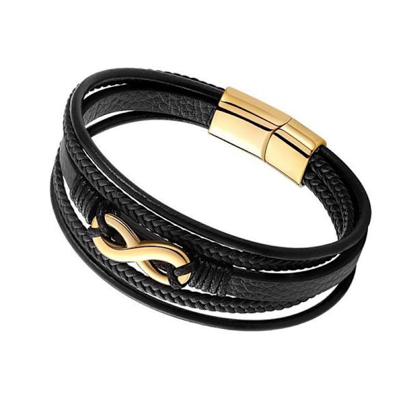 Multi Strand PU-armband rostfritt stål magnetiskt sugspänne Enkelt moderiktigt armband Smycken Guld