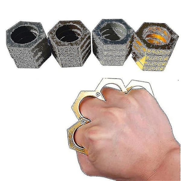 Hexagon Retro Magic Ring Personlig 4-fingerring Multifunktionell utomhus, kostym, hane