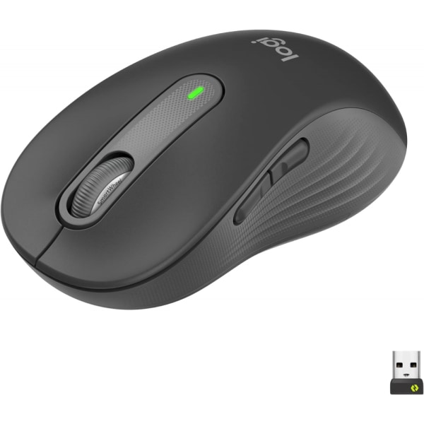 Gäller Logitech Signature M650 L trådlös mus i full storlek för stora händer, 2 års batteritid, tysta klick, anpassningsbara knappar, Bluetooth, PC