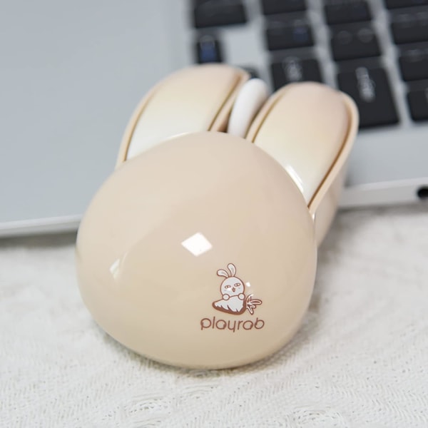 Cute Bunny Wireless Mouse, Silent Mouse, 2,4G trådlösa möss, Candy Colors, Kawaii Rabbit Mouse för flickor och barn (beige Bunny)