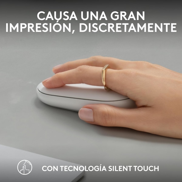 Logitech Pebble Mouse M350s, snygg trådlös Bluetooth -mus, lätt, lätt att byta, kompatibel med Windows, macOS, iPadOS, Android, ChromeO