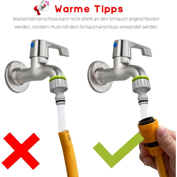 2-i-1 Vandhaneforbindelse - 4 pak, 1/2” og 3/4” Havehaneforbindelse Vandhaneforbindelse, Slangeforbindelsessæt til Havevanding