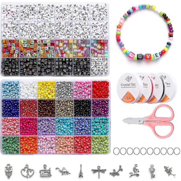 Pärlor Smycketillverkningssats 5000 st 4mm glasalfabetspärlor DIY Armband Smycken Hantverk,barn,hane