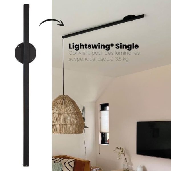 Lightswing® Single - Mattsvart - 110cm - Upphängningssystem för hängande lampor