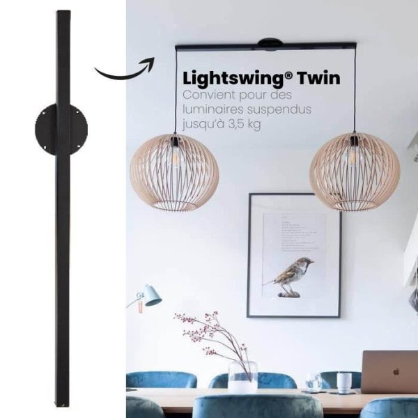 Lightswing® Twin - Matt svart - 90cm - Upphängningssystem för två pendellampor