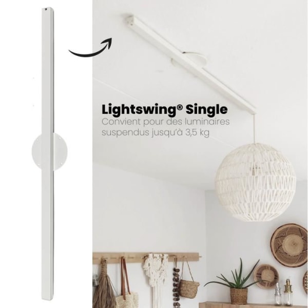 Lightswing® Single - Matt vit - 90cm - Upphängningssystem för hängande lampor