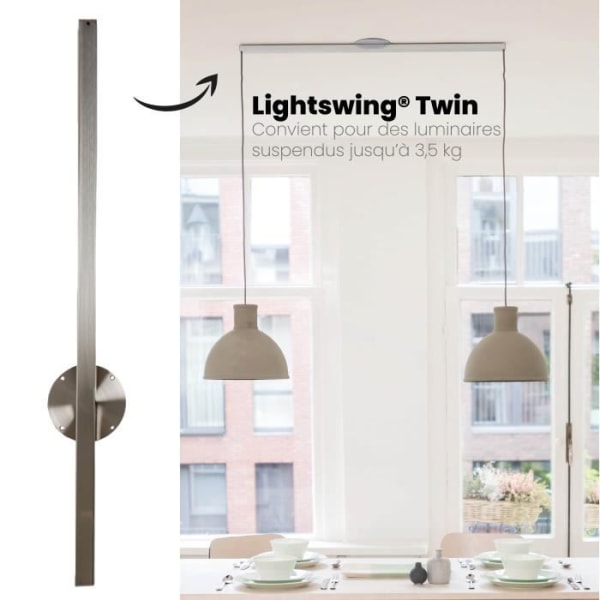Lightswing® Twin - Rostfritt stål - 90cm - Upphängningssystem för två hängande lampor
