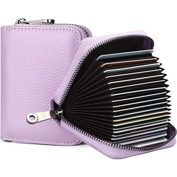 (Lavendel)RFID 20 kortplatser Kreditkortshållare Äkta läder
