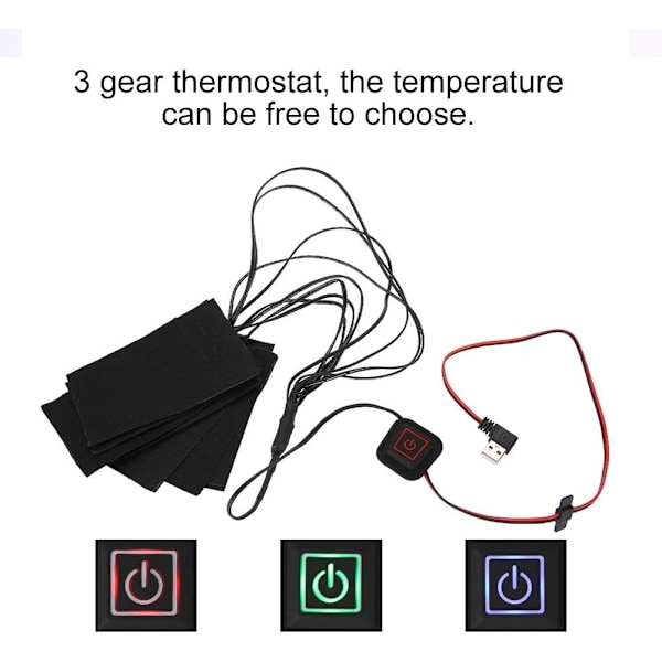 Vintervärmare Metallfiber Väst USB Uppvärmningsplattor Elektrisk Värme