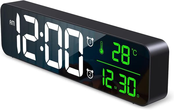 Stor digital veggklokke, nyeste 11'' digital klokke for stue