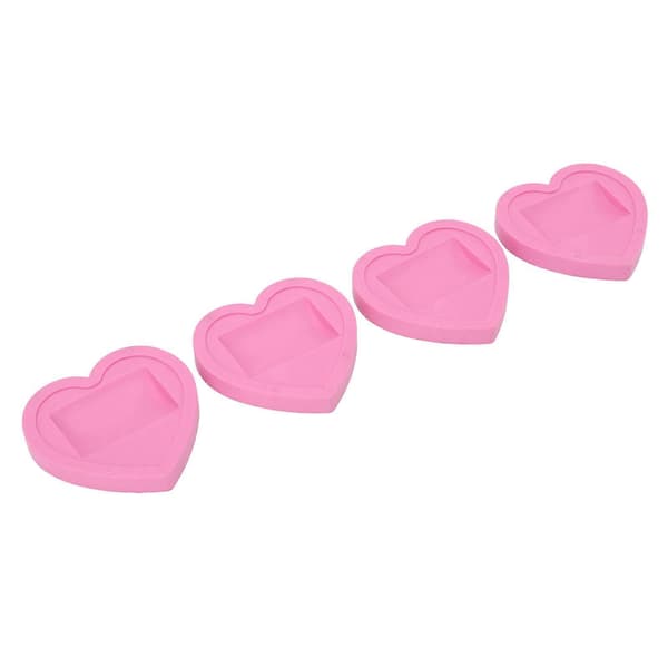 4 stk. Hjulkopper Universal Rosa Hjerte Mønster Gummi Lav Støy Beskyttende Møbelputer