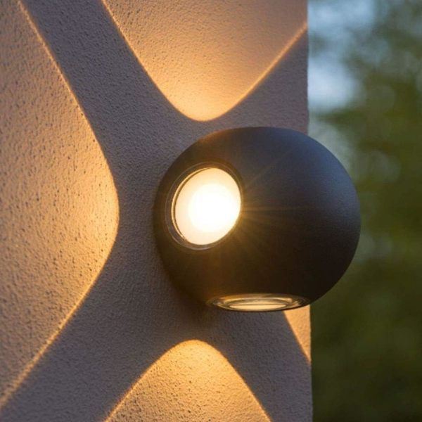 12W LED Vegglampe Innendørs Utendørs Moderne Svart Sirkulær Vegglampe IP