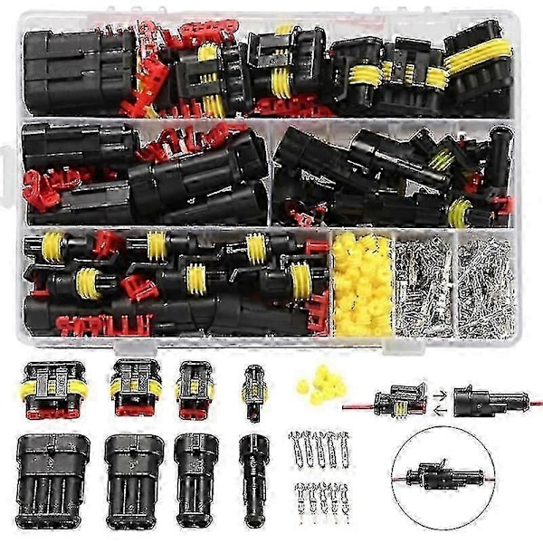 352 st Vattentäta HID-kontakter 1/2/3/4-stift 26 Set Bil Elektrisk Kabelkontakt Plugg Lastbil Kabelhärva 300V 12A