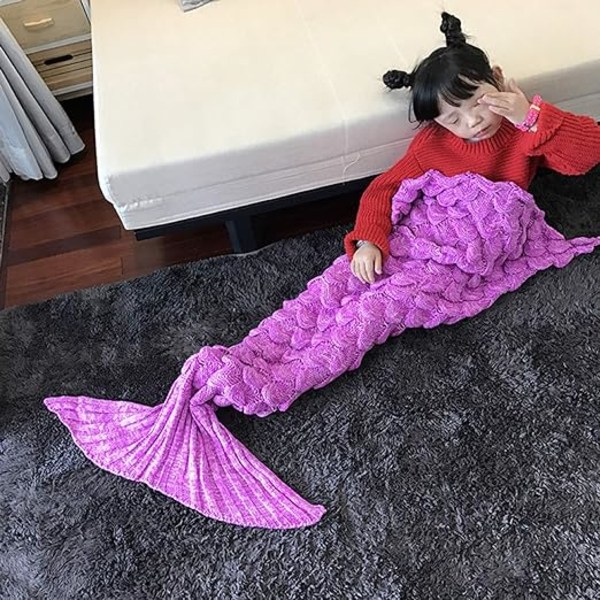 Käytettävä Mermaid Tail -peitto, 140 x 70 cm, Tummanpunainen, All Season