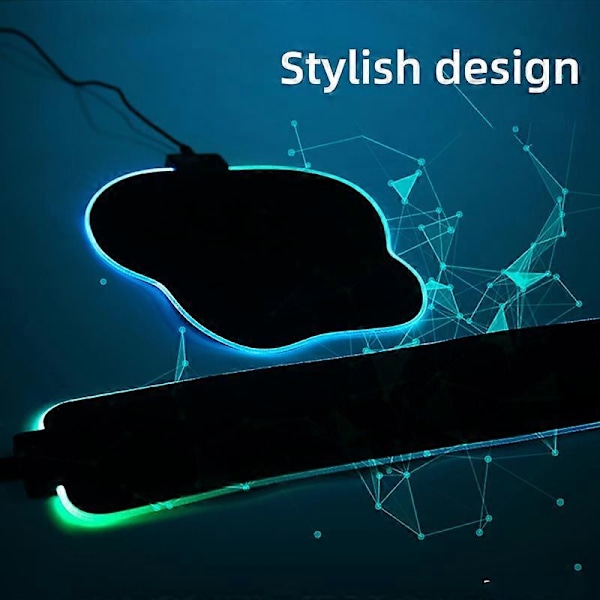 Musmatta Ljusstark Halkfri Långsam Återhämtning Bekväm Beröring Slitstark Handledsstöd LED RGB-ljus Datormusmatta Tangentbordsöverdrag för Hemmet A