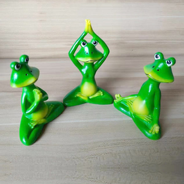 3-pack Gröna Mediterande Groda Trädgårdsdekorationer