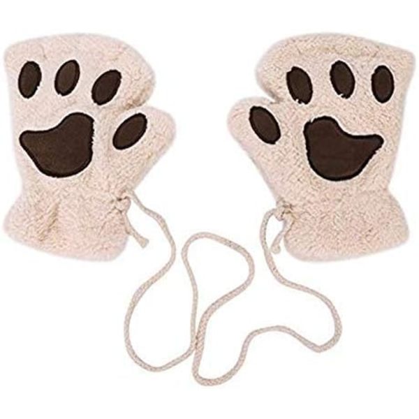 Kattklo-Vantar Barn Beige Vuxen Söt Björntass Vante Höst-