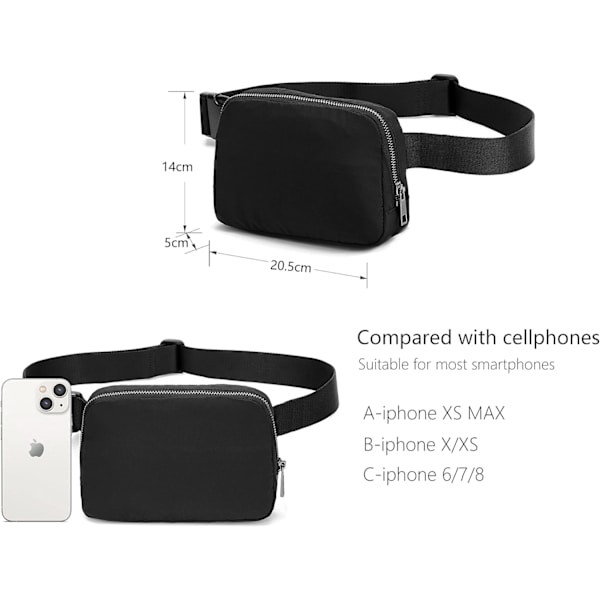 Fanny Pack Midjeväsk Crossbody Väska Bum Bag för Löpning Vandring