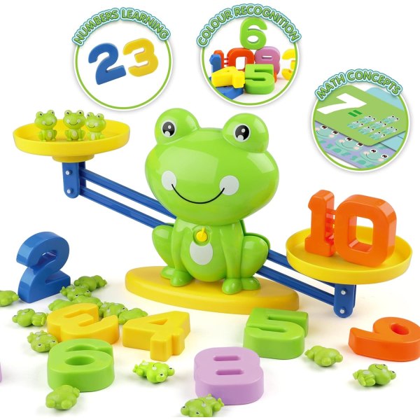 Math Scale Montessori Toy, Frog Balance Math Game med Scale og