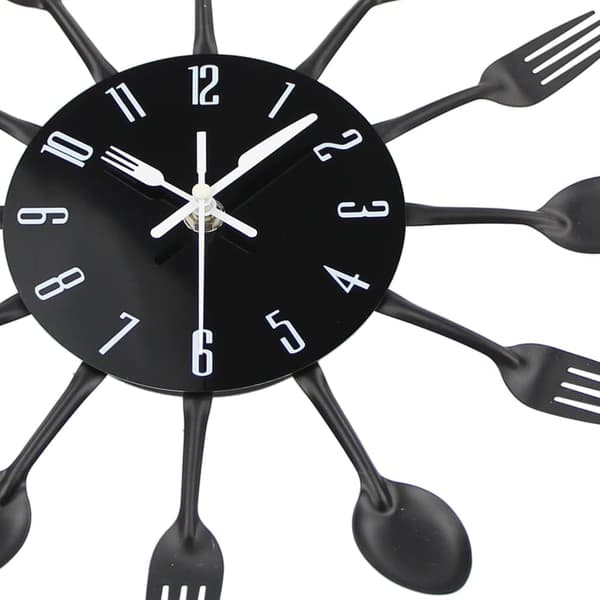 ##/Peiliefektikeittiökellon lusikka ja haarukka - 32*32*4CM Musta##/