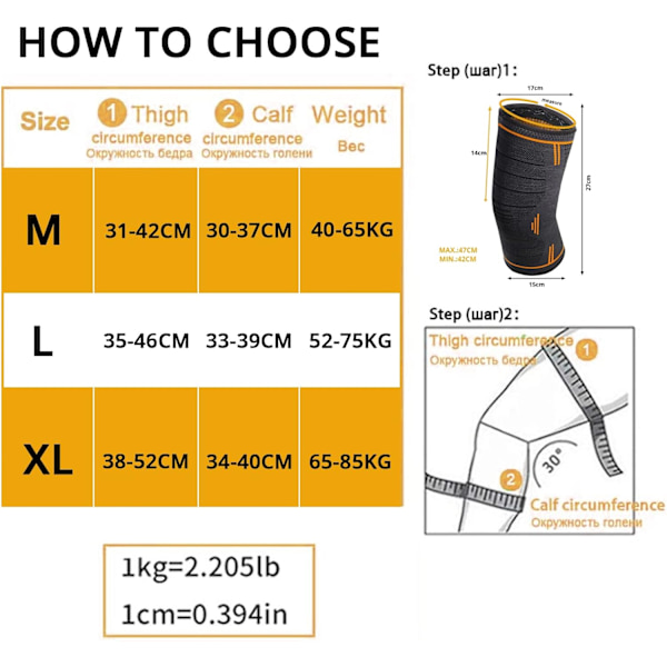 Orange Sport Knäskydd, 2-pack Justerbara Elastiska Knäskydd, Pa