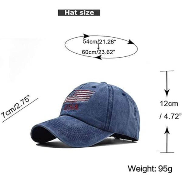 Amerikansk Flag Hatte Vintage Vasket Distressed Bomuld Dad Hat Base