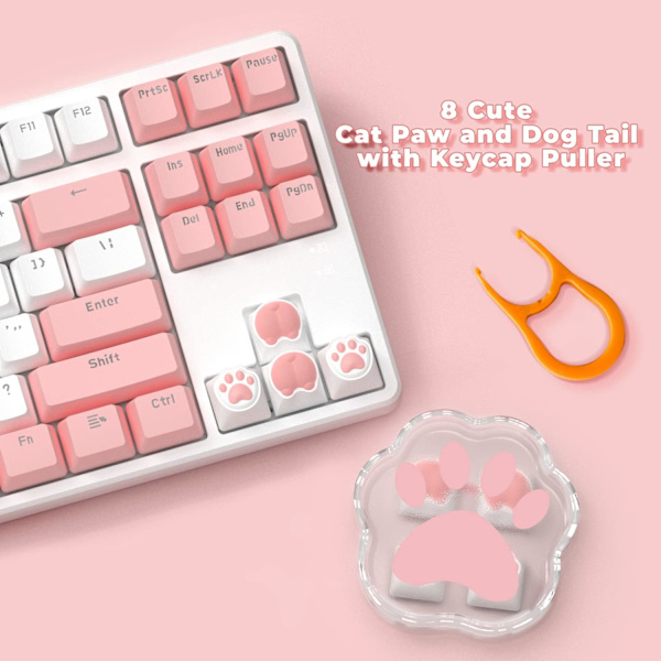 Sød Keycap, Kattepote og Bagdel 4 Pakker Novelty Keycaps Sæt, PBT