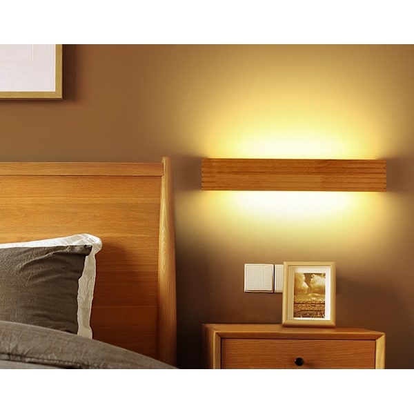 Modern Japansk Ek Vägglampa Nordisk Massiv Trä Vägglampa för Säng