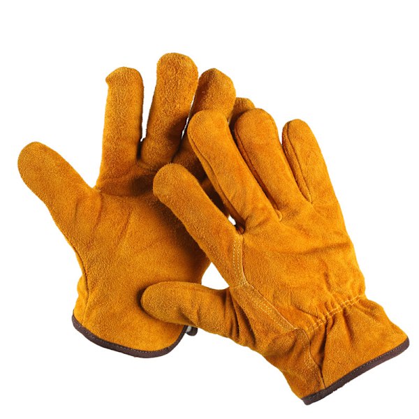 ##/2 Taggsäkra Trädgårdshandskar för Män Kvinnor Gula Läder Arbetshandskar Fullt Skydd XL##/