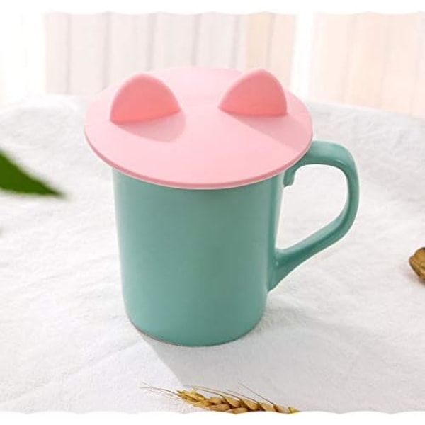 4-Pak Cute Cat Ear Silikone Cup Cover, Genanvendelig Anti-Dust Food
