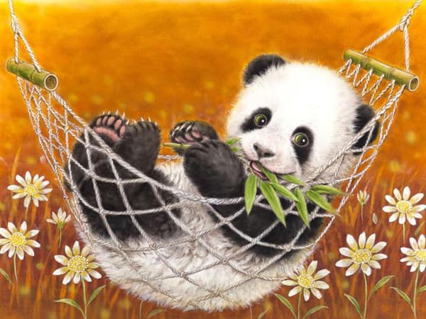 ##/30x40cm DIY Diamantmålning Kit för Vuxna och Barn - Panda på Skinka##/