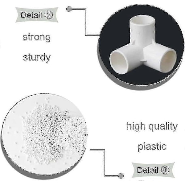 3-vägs innerdiameter 20 mm PVC-kopplingar 3-vägs vinkel PVC-kopplingar Vattenrörskarvar för bevattningsvattenrör (11 st, vit)