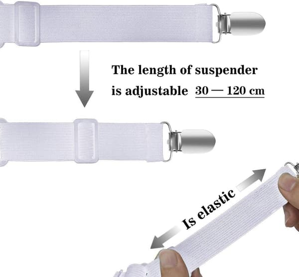4 stk (30 cm til 120 cm) Justerbare sengetrekkspenner,