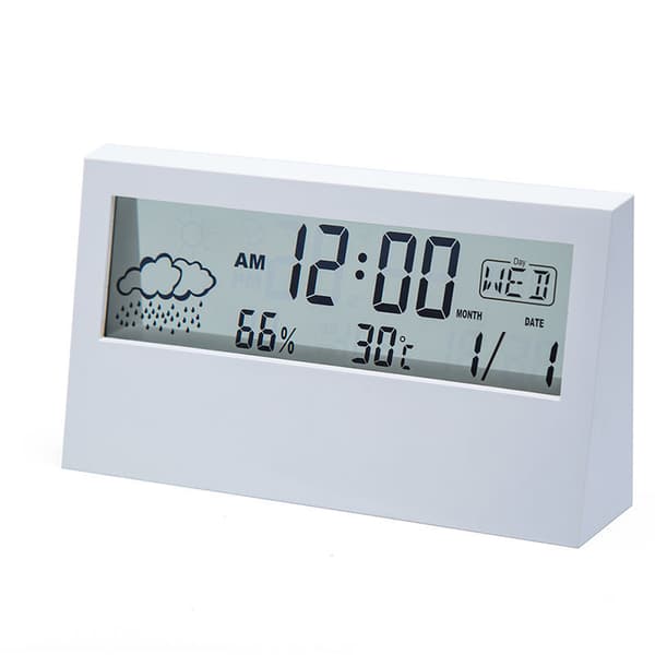 Hvid Digital Vækkeur, Rejse Digital Vækkeur, Dato, Kalender