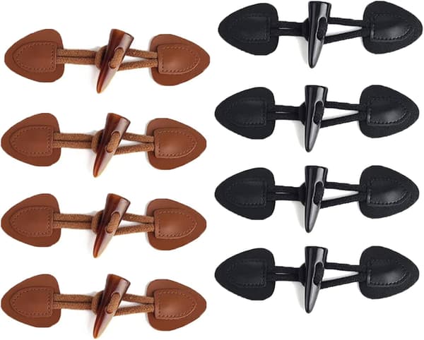 8 Par Toggle-Knapper med Spænde, Læder Toggle-Knap til Jakke