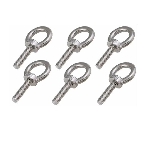 ##/M8 Øyebolter, 6 stykker, 30 mm gjenge, nylon låsemutter og lås##/