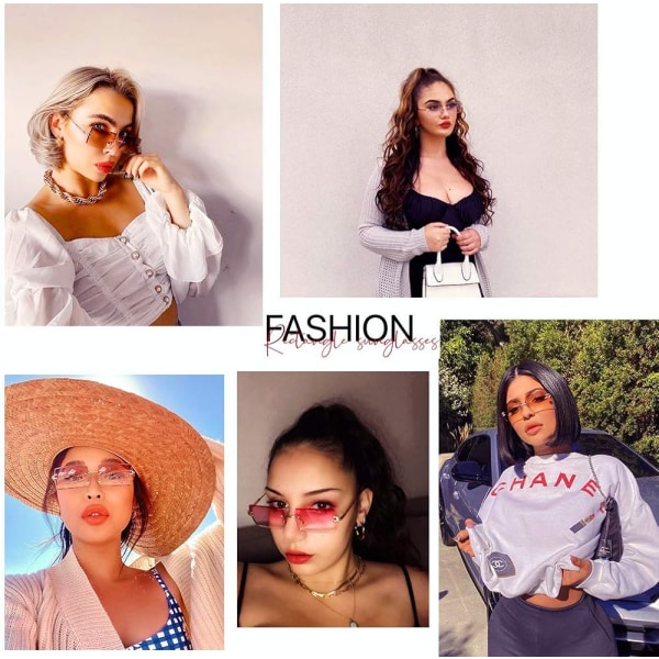 Rimless rektangulære solbriller til kvinder Fashion Frameless Square