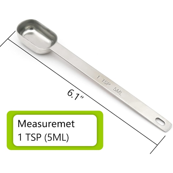1 Teelusikka (1 Tsp | 5 ml | 5 cc | 1/3 Rkl) Yksittäinen Mitta