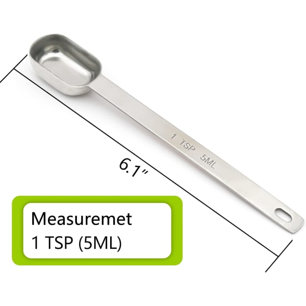1 Teskje (1 Tsp | 5 ml | 5 cc | 1/3 Spiseskje) Enkelt Måleutstyr