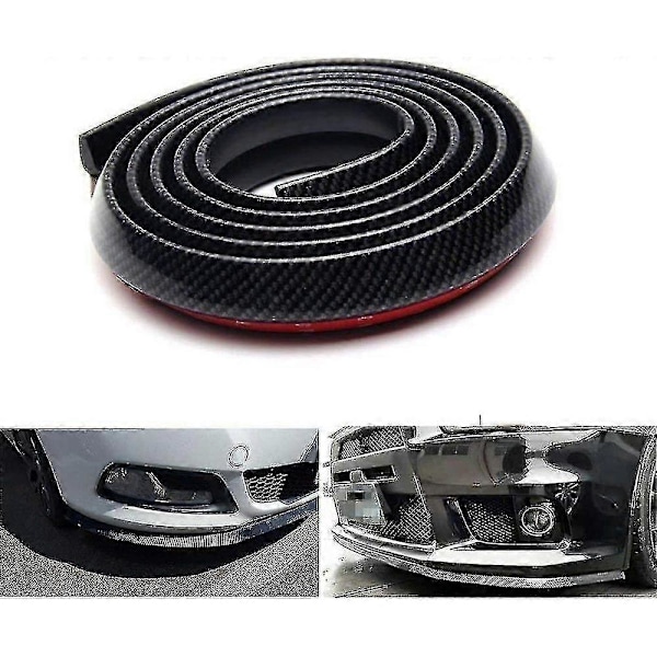 Självhäftande frontspoilerläpp, 2,5M universell tuning frontspoiler skydd tillverkad av kolfiber för personbilar
