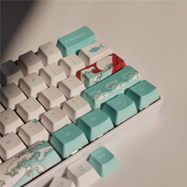 Nye nøglehætter, 4 nøglehætter, Sea Series Erstat SpaceBar nøglehætter, PBT