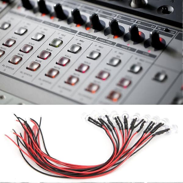 50 st 12V 8mm Kromatiska LED-lamppärlor med 20CM 26AWG-kabel för industriella tillbehör (Vit & Blå)